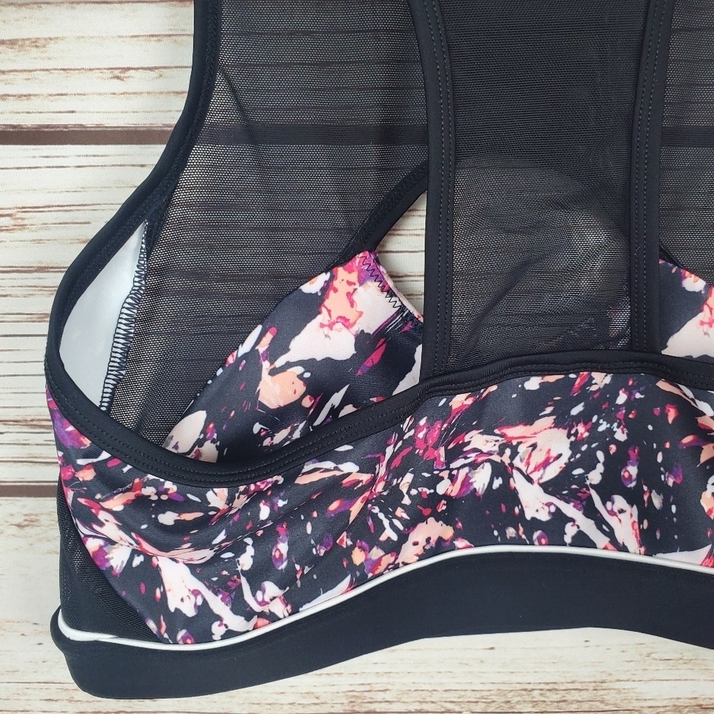 Wicked Weasel Womens Large Sexy 717 Electra Pink Print & Black Sports Bra #77 - Picture 7 of 10